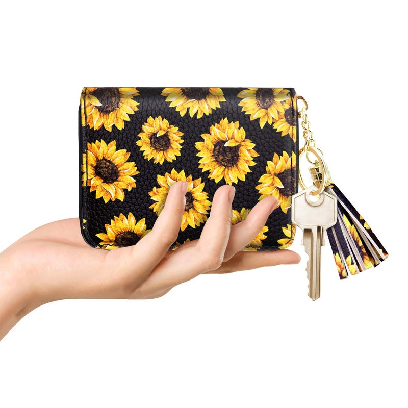 Coco Rossi Women's Card Case RFID Cute Flowers Small Wallet Card Holder, Sunflower - Image 4